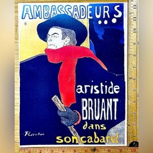 Ambassadeurs Aristide Bruant Dans Son Cabaret French Art Poster, 9.5” x 12.5”
